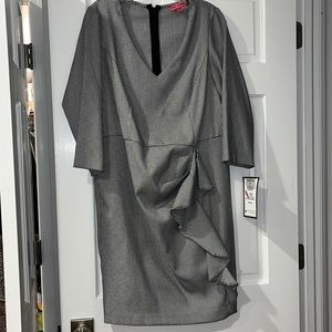Betsey Johnson Plus Size Black and White Dress with Ruffled Front. Size 18.